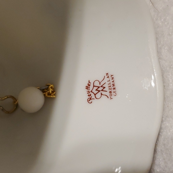 Collectible Reutter Porzellan Germany Christmas Trees Bell-Gold Trim-EC - Picture 5 of 7